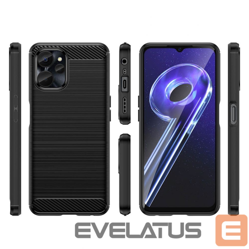 Aizmugurējais vāciņš Hurtel Carbon Case for Realme 10 5G / Realme 9i 5G Flexible Silicone Carbon Cover Black