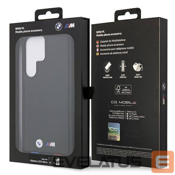 Aizmugurējais vāciņš BMW BMW BMHCS23L22PTDK S23 Ultra S918 black/black Leather Stamp Tricolor
