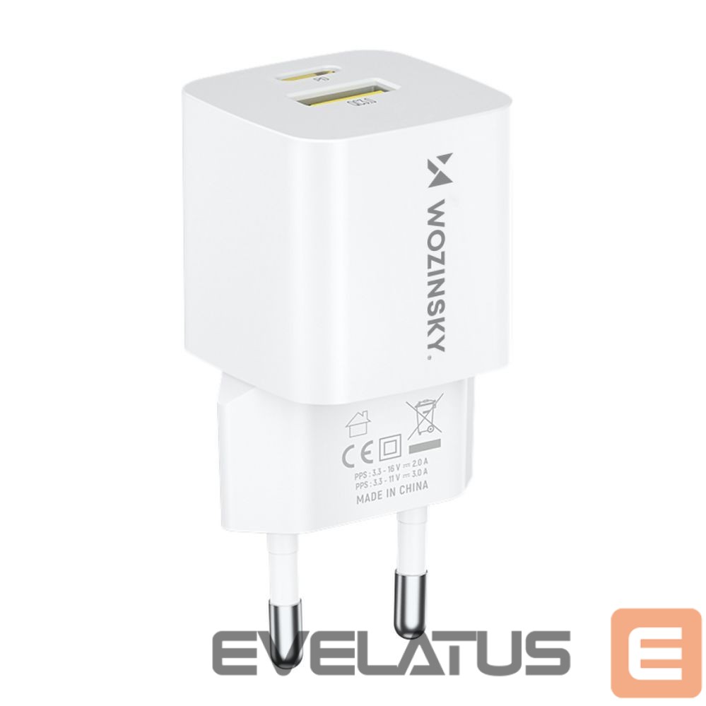 Adapteris Wozinsky Wozinsky WWCEAC GaN USB-A USB-C 33W Wall Charger - White
