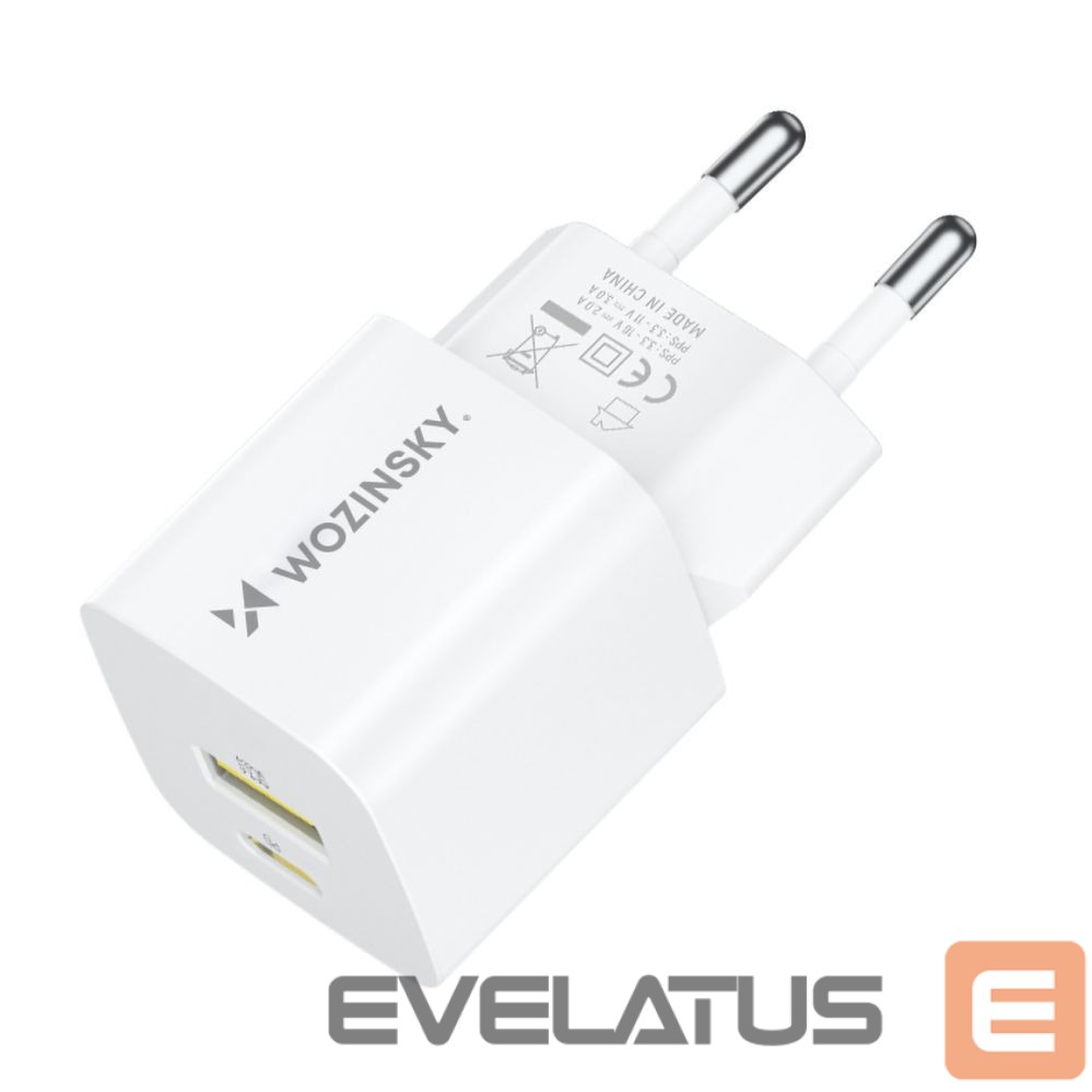 Adapteris Wozinsky Wozinsky WWCEAC GaN USB-A USB-C 33W Wall Charger - White