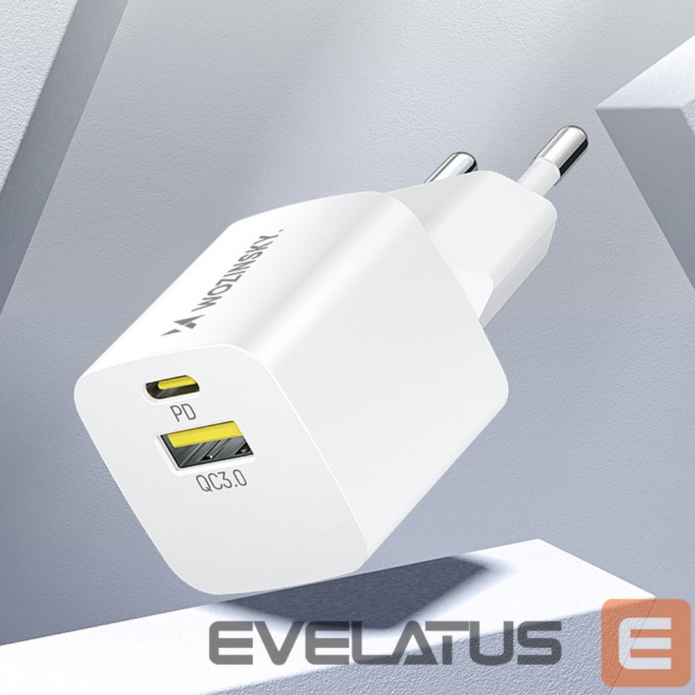 Adapteris Wozinsky Wozinsky WWCEAC GaN USB-A USB-C 33W Wall Charger - White