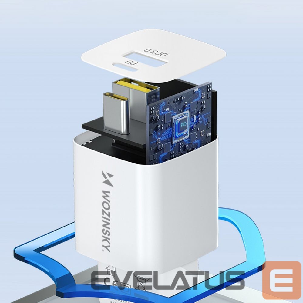 Adapteris Wozinsky Wozinsky WWCEAC GaN USB-A USB-C 33W Wall Charger - White