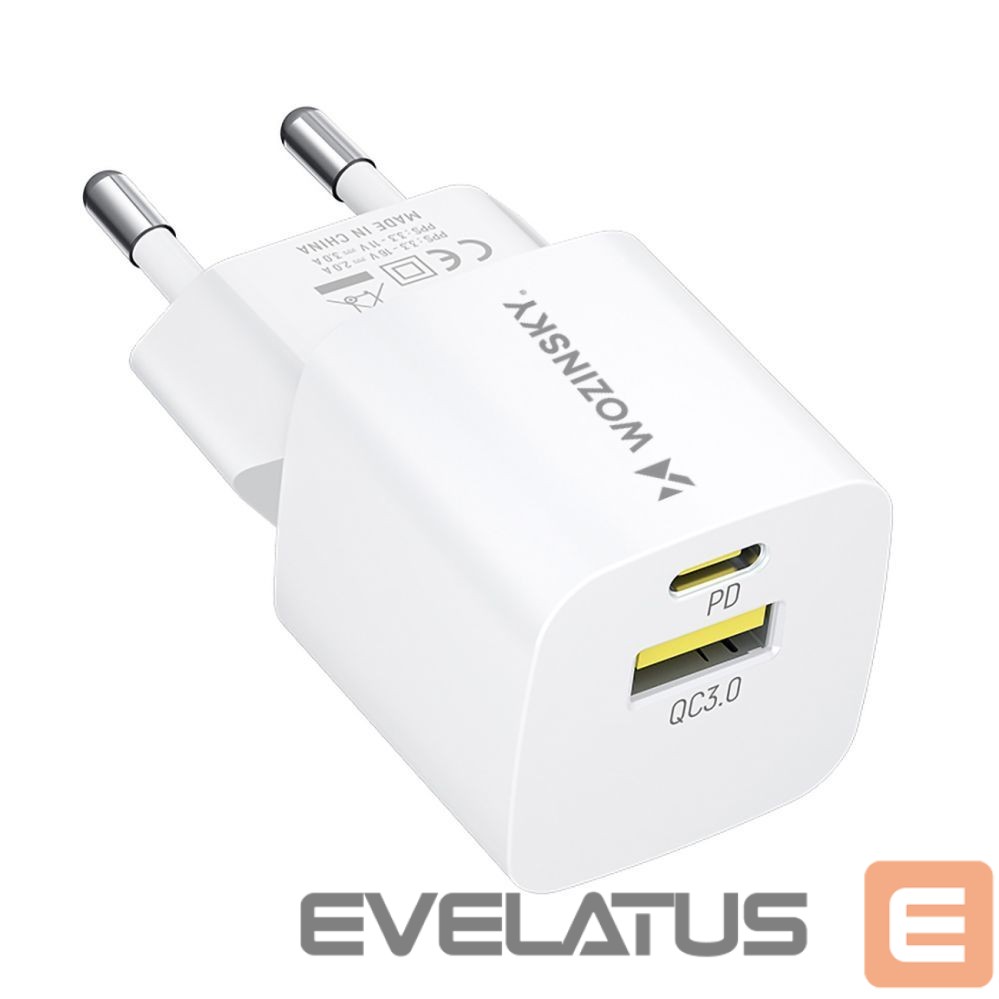 Adapteris Wozinsky Wozinsky WWCEAC GaN USB-A USB-C 33W Wall Charger - White
