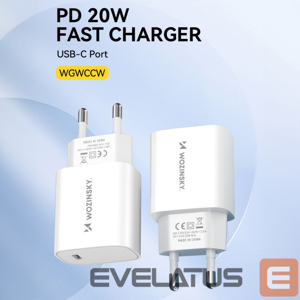 Adapteris Wozinsky Wozinsky WGWCCW 20W USB-C Wall Charger - White