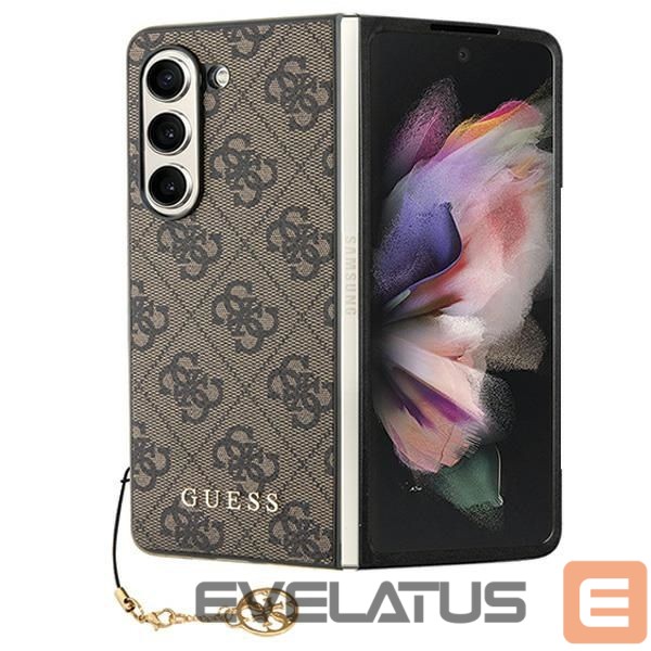Aizmugurējais vāciņš Guess Guess GUHCZFD5GF4GBR F946 Z Fold5 brown/brown hardcase 4G Charms Collection