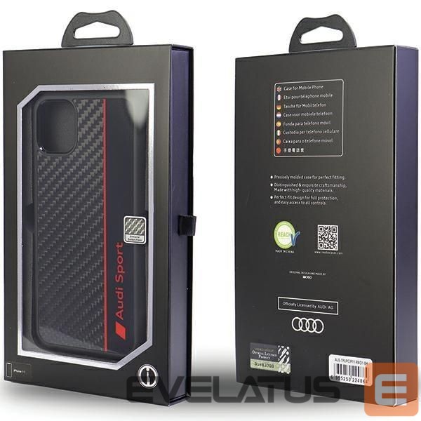 Aizmugurējais vāciņš Audi Audi Carbon Fiber Stripe iPhone 11 / Xr 6.1" black/black hardcase AUS-TPUPCIP11-R8/D1-BK