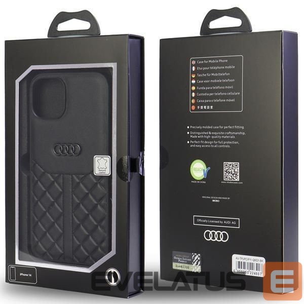 Aizmugurējais vāciņš Audi Audi Genuine Leather iPhone 11 / Xr 6.1" black/black hardcase AU-TPUPCIP11R-Q8/D1-BK