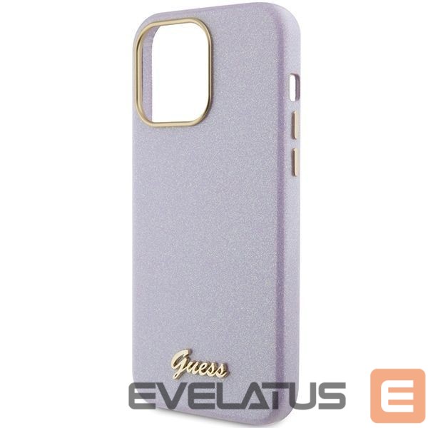Aizmugurējais vāciņš Guess Guess Glitter Glossy Script case for iPhone 15 Pro Max - lilac