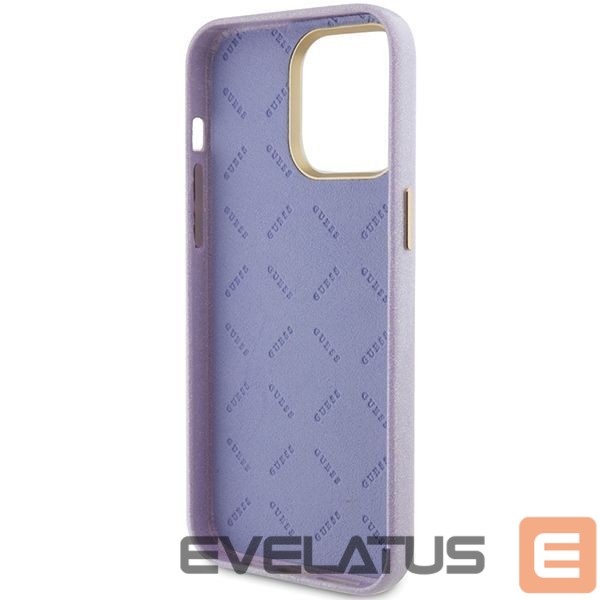 Aizmugurējais vāciņš Guess Guess Glitter Glossy Script case for iPhone 15 Pro Max - lilac