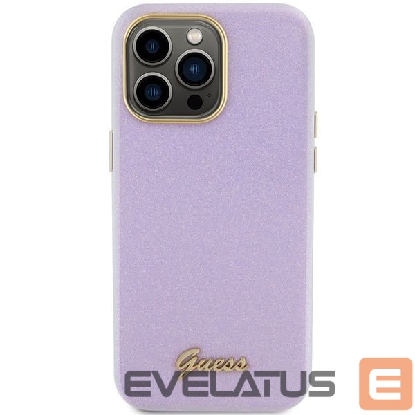 Aizmugurējais vāciņš Guess Guess Glitter Glossy Script case for iPhone 15 Pro Max - lilac