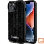 Aizmugurējais vāciņš Karl Lagerfeld  Karl Lagerfeld Rhinestone Logo Metal Plate case for iPhone 15 - black 