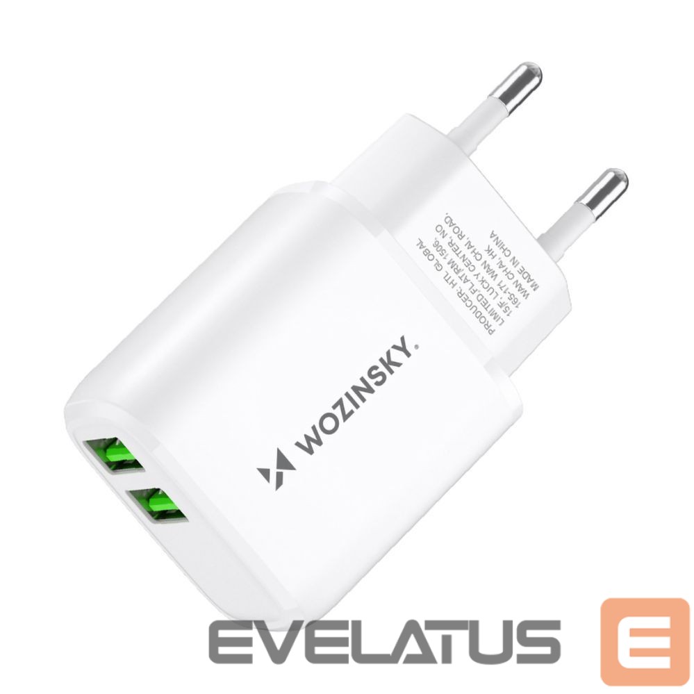 Adapteris Wozinsky Wozinsky CUWCW 2.4A 2 x USB-A Wall Charger - White