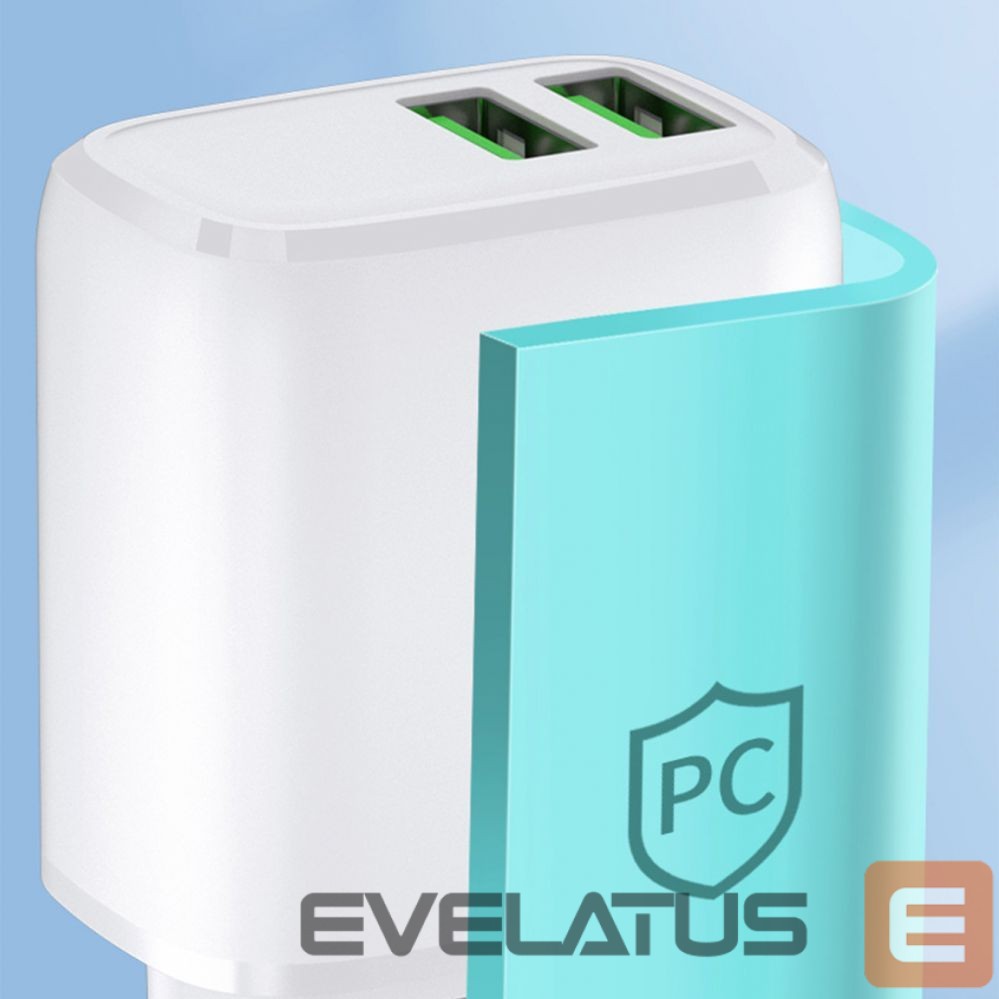 Adapteris Wozinsky Wozinsky CUWCW 2.4A 2 x USB-A Wall Charger - White