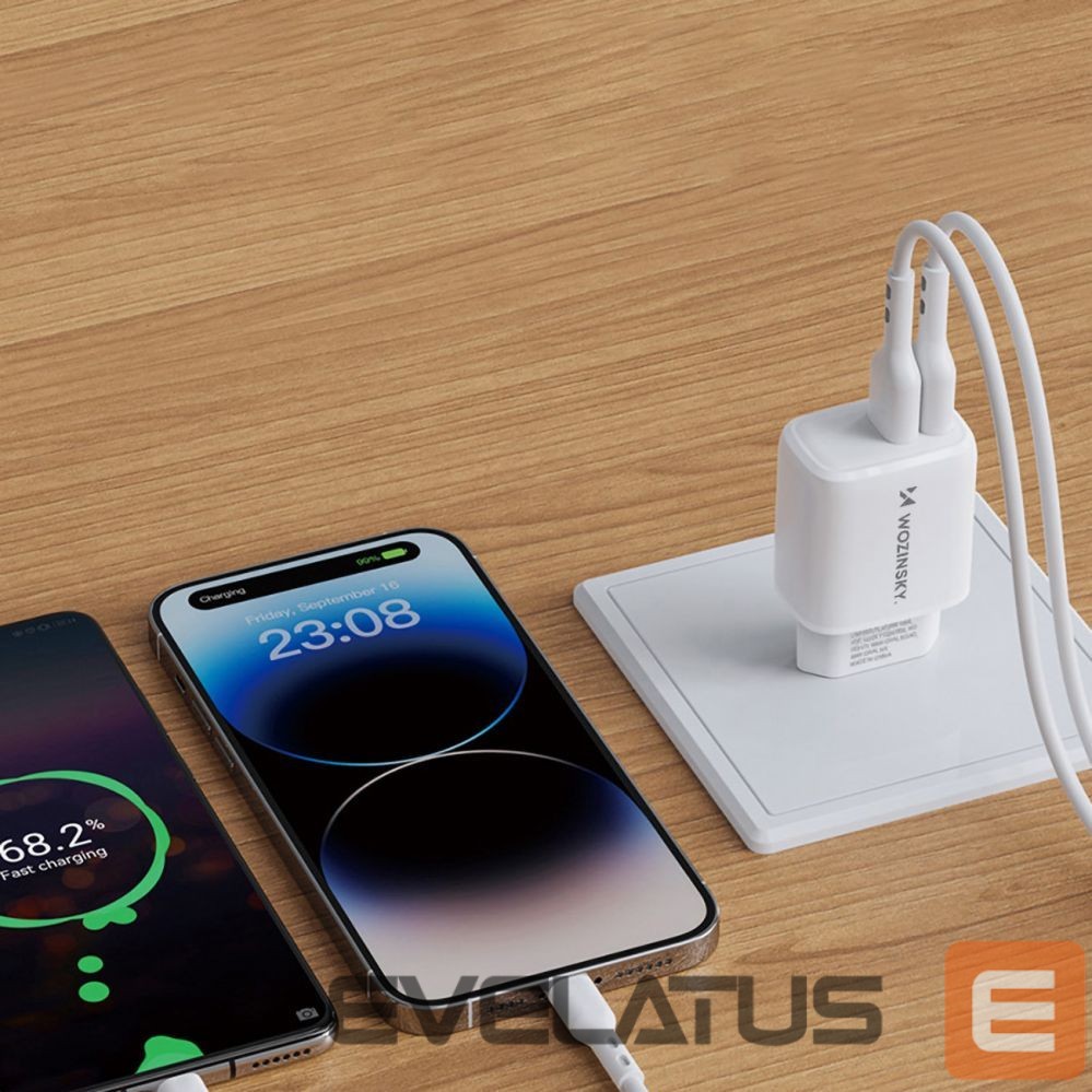 Adapteris Wozinsky Wozinsky CUWCW 2.4A 2 x USB-A Wall Charger - White