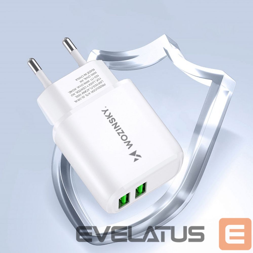 Adapteris Wozinsky Wozinsky CUWCW 2.4A 2 x USB-A Wall Charger - White