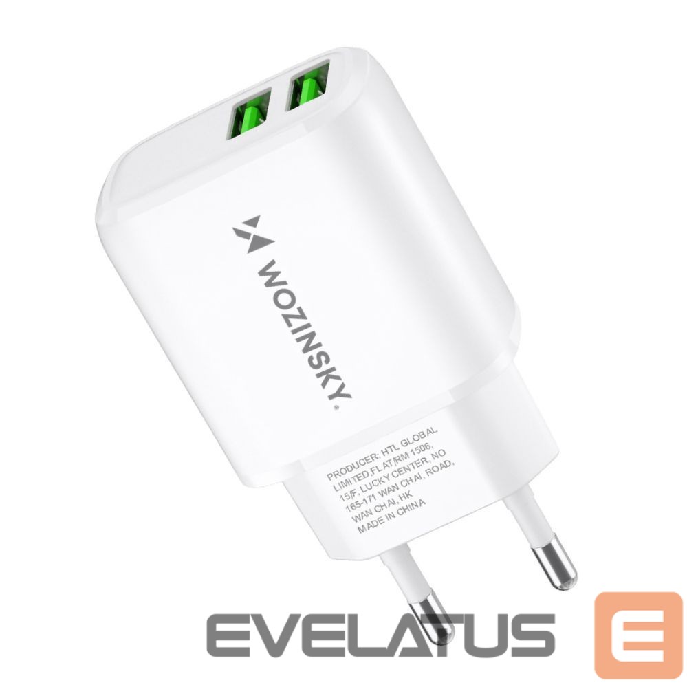Adapteris Wozinsky Wozinsky CUWCW 2.4A 2 x USB-A Wall Charger - White