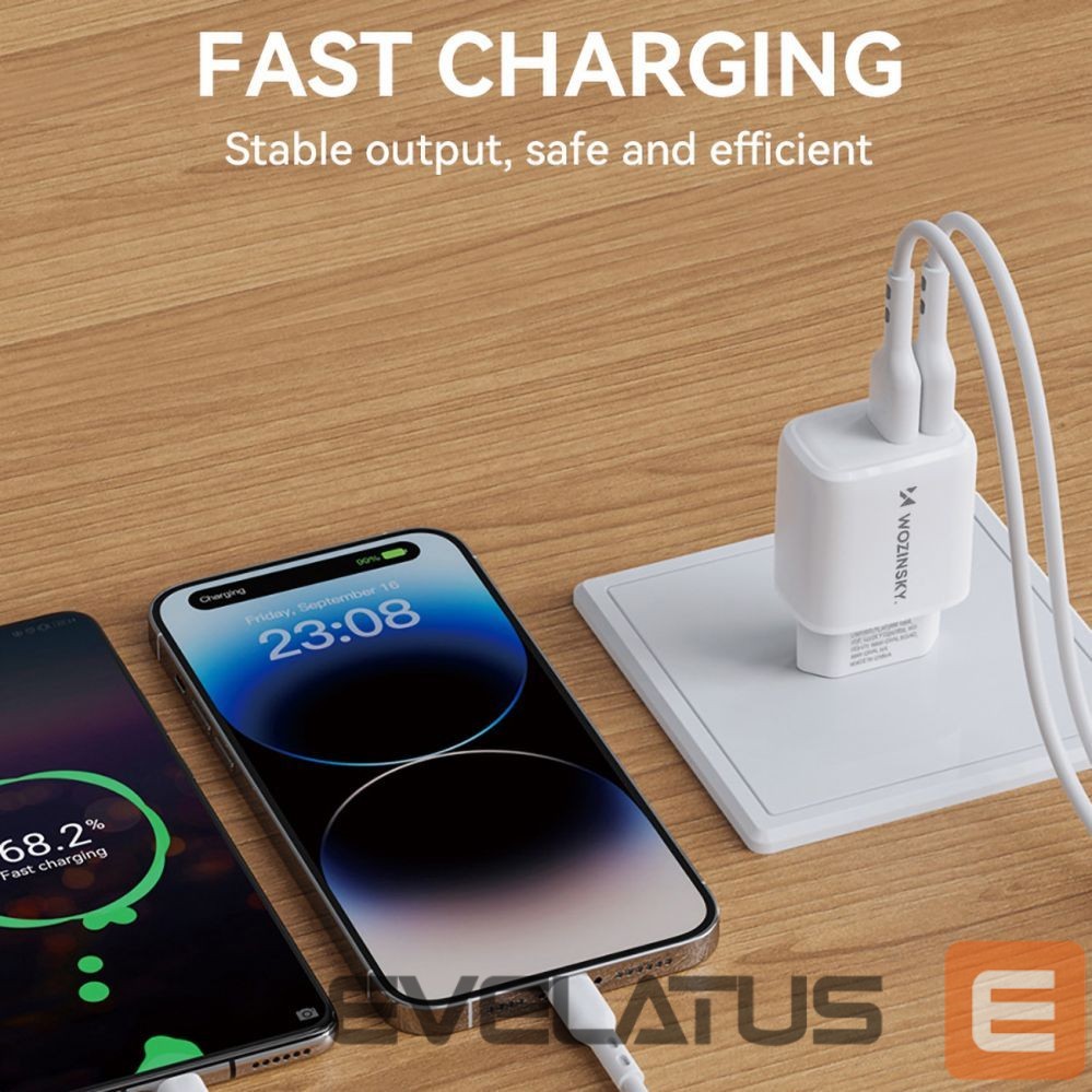 Adapteris Wozinsky Wozinsky CUWCW 2.4A 2 x USB-A Wall Charger - White