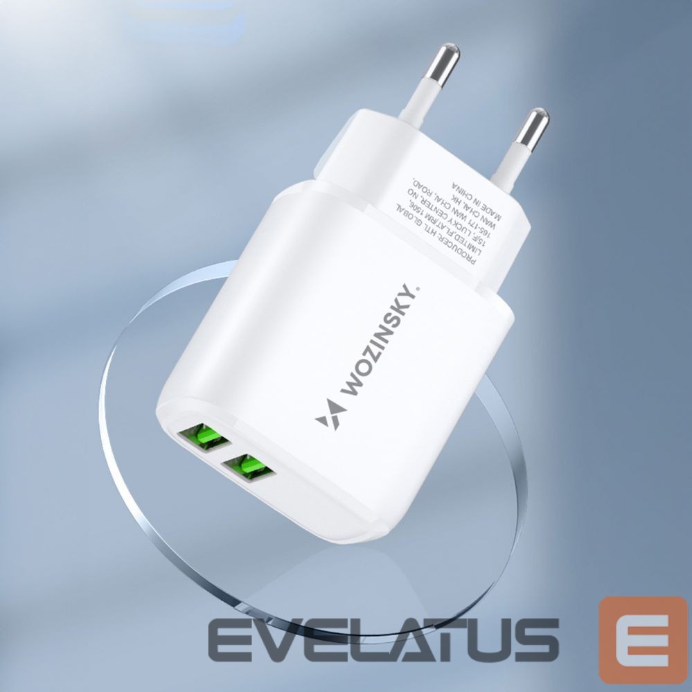 Adapteris Wozinsky Wozinsky CUWCW 2.4A 2 x USB-A Wall Charger - White