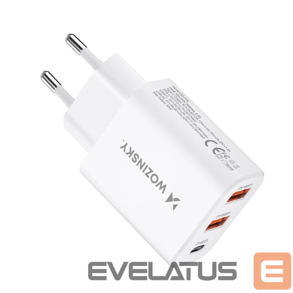 Adapteris Wozinsky Wozinsky CWCUCW 30W USB-C / 2 x USB-A Wall Charger - White