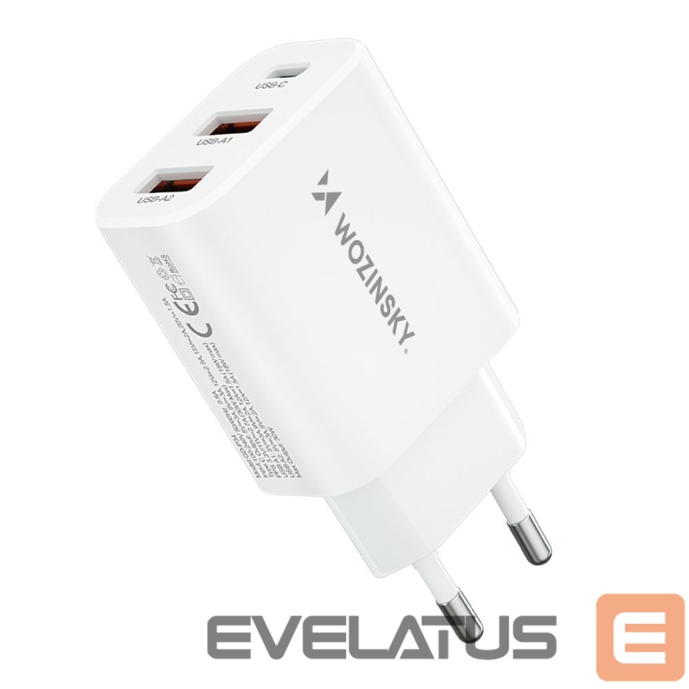 Adapteris Wozinsky Wozinsky CWCUCW 30W USB-C / 2 x USB-A Wall Charger - White