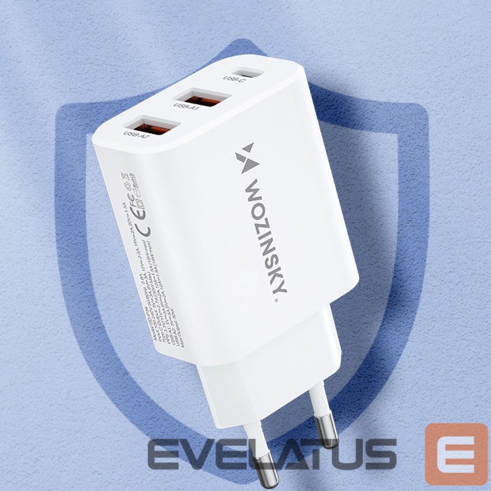 Adapteris Wozinsky Wozinsky CWCUCW 30W USB-C / 2 x USB-A Wall Charger - White