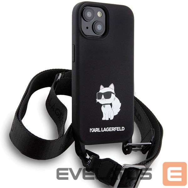 Aizmugurējais vāciņš Karl Lagerfeld Karl Lagerfeld KLHCP15SSCBSCNK iPhone 15 6.1" hardcase black/black Crossbody Silicone Choupette