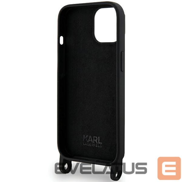 Aizmugurējais vāciņš Karl Lagerfeld Karl Lagerfeld KLHCP15SSCBSCNK iPhone 15 6.1" hardcase black/black Crossbody Silicone Choupette