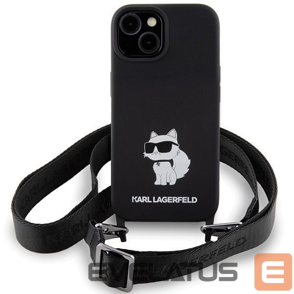Aizmugurējais vāciņš Karl Lagerfeld Karl Lagerfeld KLHCP15SSCBSCNK iPhone 15 6.1" hardcase black/black Crossbody Silicone Choupette