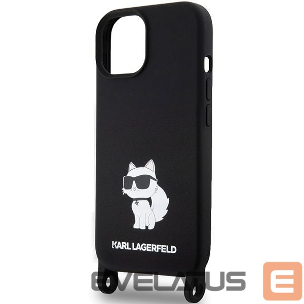 Aizmugurējais vāciņš Karl Lagerfeld Karl Lagerfeld KLHCP15SSCBSCNK iPhone 15 6.1" hardcase black/black Crossbody Silicone Choupette