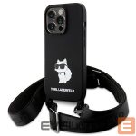 Aizmugurējais vāciņš Karl Lagerfeld  Karl Lagerfeld KLHCP15XSCBSCNK iPhone 15 Pro Max 6.7" hardcase black/black Crossbody Silicone Choupette 