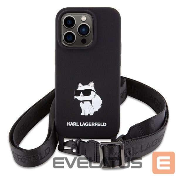 Aizmugurējais vāciņš Karl Lagerfeld Karl Lagerfeld KLHCP15XSCBSCNK iPhone 15 Pro Max 6.7" hardcase black/black Crossbody Silicone Choupette