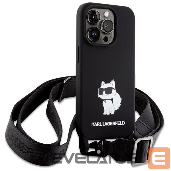 Aizmugurējais vāciņš Karl Lagerfeld Karl Lagerfeld KLHCP15XSCBSCNK iPhone 15 Pro Max 6.7" hardcase black/black Crossbody Silicone Choupette