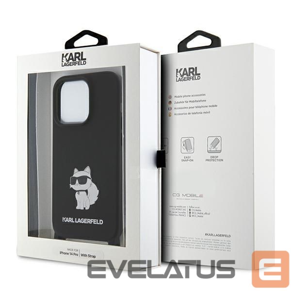 Aizmugurējais vāciņš Karl Lagerfeld Karl Lagerfeld KLHCP15XSCBSCNK iPhone 15 Pro Max 6.7" hardcase black/black Crossbody Silicone Choupette