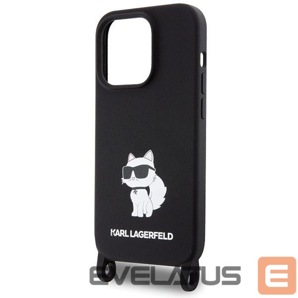 Aizmugurējais vāciņš Karl Lagerfeld Karl Lagerfeld KLHCP15XSCBSCNK iPhone 15 Pro Max 6.7" hardcase black/black Crossbody Silicone Choupette