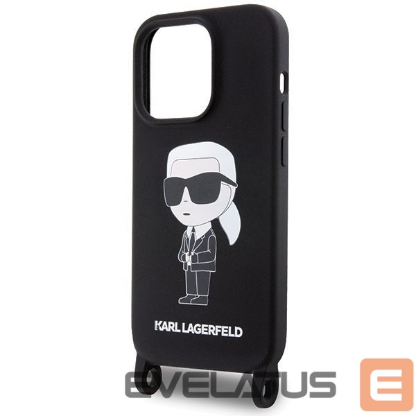 Aizmugurējais vāciņš Karl Lagerfeld Karl Lagerfeld KLHCP15XSCBSKNK iPhone 15 Pro Max 6.7" hardcase black/black Crossbody Silicone Ikonik