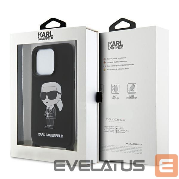 Aizmugurējais vāciņš Karl Lagerfeld Karl Lagerfeld KLHCP15XSCBSKNK iPhone 15 Pro Max 6.7" hardcase black/black Crossbody Silicone Ikonik