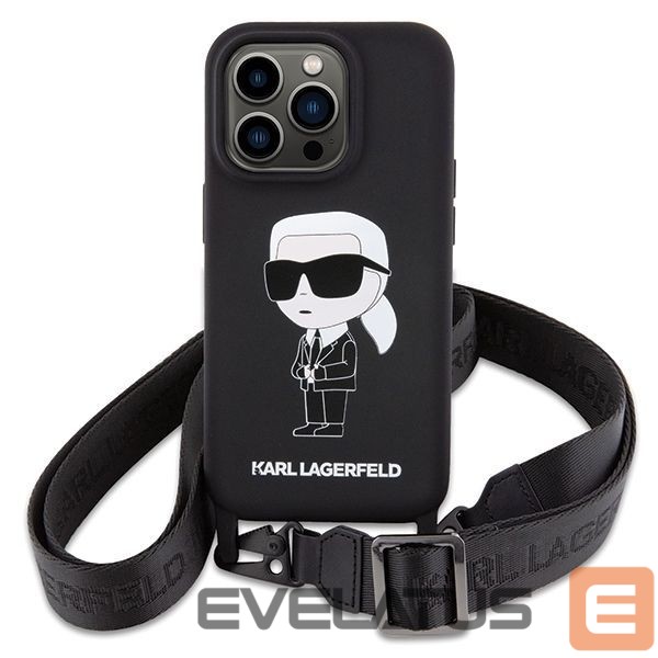 Aizmugurējais vāciņš Karl Lagerfeld Karl Lagerfeld KLHCP15XSCBSKNK iPhone 15 Pro Max 6.7" hardcase black/black Crossbody Silicone Ikonik