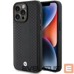Aizmugurējais vāciņš BMW  BMW Leather Diamond Pattern case for iPhone 15 Pro Max - black 