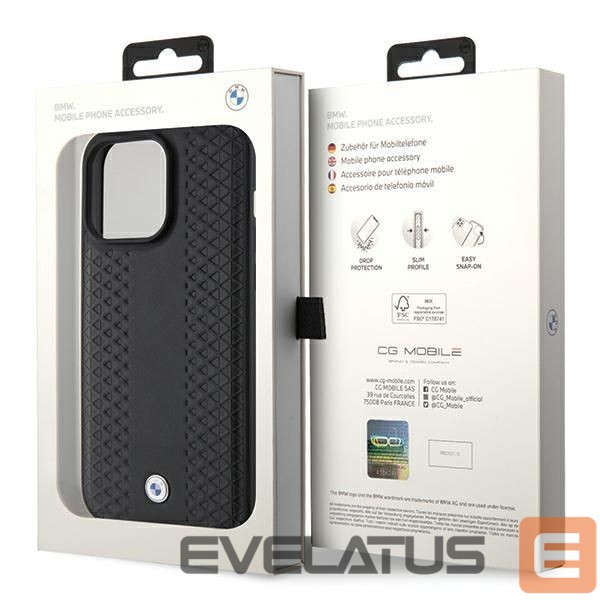Aizmugurējais vāciņš BMW BMW Leather Diamond Pattern case for iPhone 15 Pro Max - black