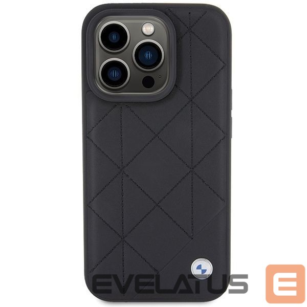 Aizmugurējais vāciņš BMW BMW Leather Quilted case for iPhone 15 Pro Max - black