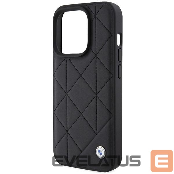 Aizmugurējais vāciņš BMW BMW Leather Quilted case for iPhone 15 Pro Max - black