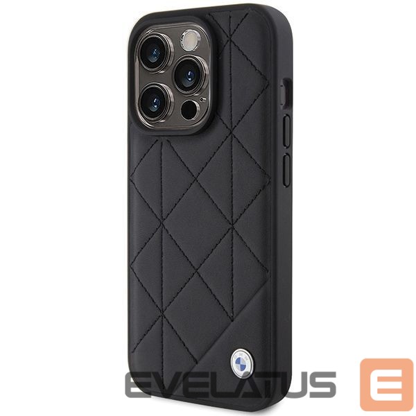 Aizmugurējais vāciņš BMW BMW Leather Quilted case for iPhone 15 Pro Max - black
