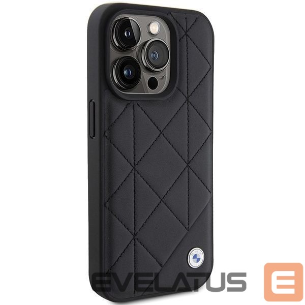 Aizmugurējais vāciņš BMW BMW Leather Quilted case for iPhone 15 Pro Max - black
