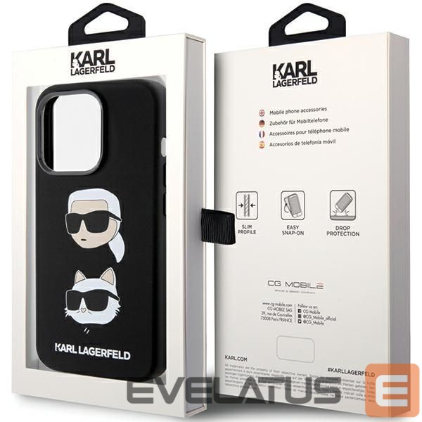 Aizmugurējais vāciņš Karl Lagerfeld Apple Karl Lagerfeld Silicone Karl&Choupette Head case for iPhone 15 Pro - black