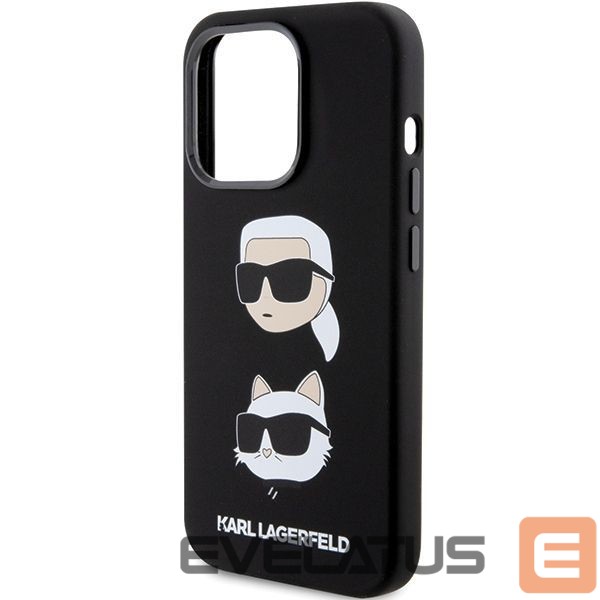 Aizmugurējais vāciņš Karl Lagerfeld Apple Karl Lagerfeld Silicone Karl&Choupette Head case for iPhone 15 Pro - black