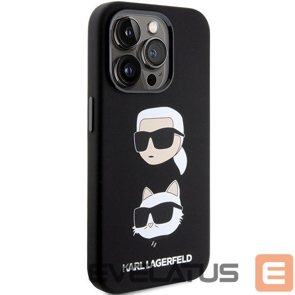 Aizmugurējais vāciņš Karl Lagerfeld Apple Karl Lagerfeld Silicone Karl&Choupette Head case for iPhone 15 Pro - black