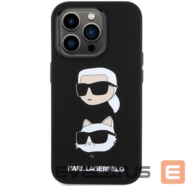Aizmugurējais vāciņš Karl Lagerfeld Apple Karl Lagerfeld Silicone Karl&Choupette Head case for iPhone 15 Pro - black