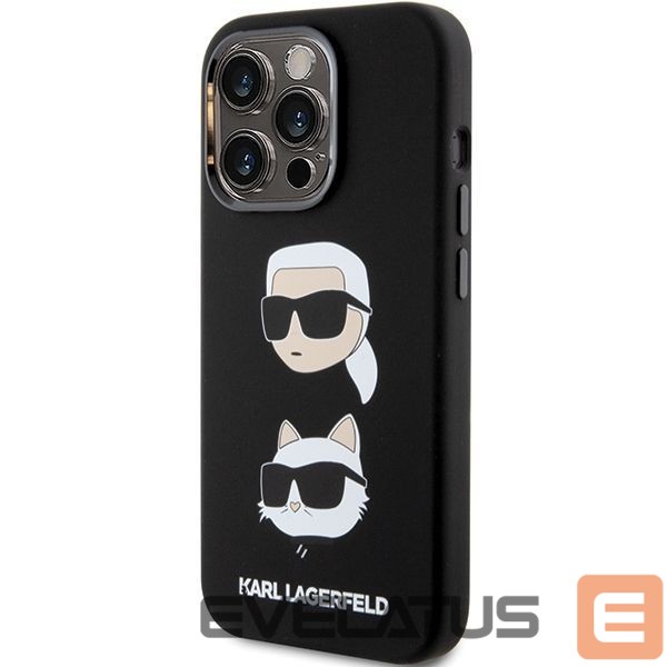 Aizmugurējais vāciņš Karl Lagerfeld Apple Karl Lagerfeld Silicone Karl&Choupette Head case for iPhone 15 Pro - black