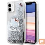 Aizmugurējais vāciņš Hello Kitty  Hello Kitty Liquid Glitter Charms Kitty Head Case for iPhone 11 / Xr - Silver 