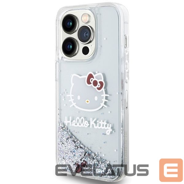 Aizmugurējais vāciņš Hello Kitty Hello Kitty Liquid Glitter Charms Kitty Head case for iPhone 13 Pro Max - silver
